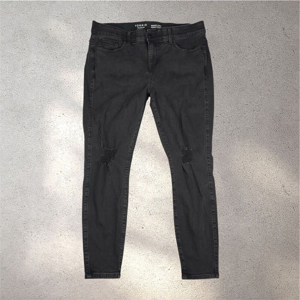 Torrid Bombshell Skinny Premium Stretch Jeans Women's 20R Black Gray Distressed